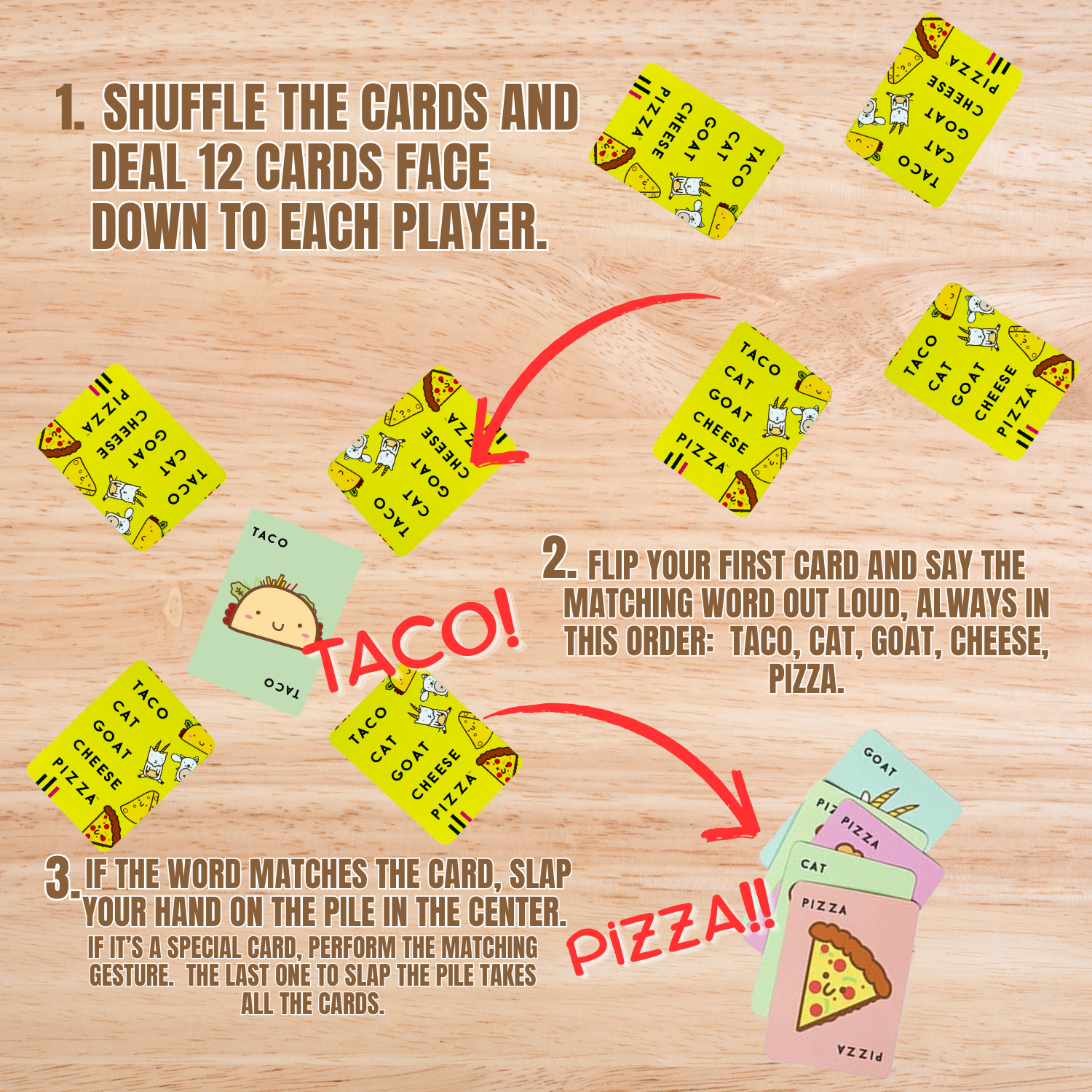 Blue Orange Taco Cat Goat Cheese Pizza The Party Card Game for Kids, Teens, Adults, and Families 10-15 Min, Age 7+, 2-8 Players