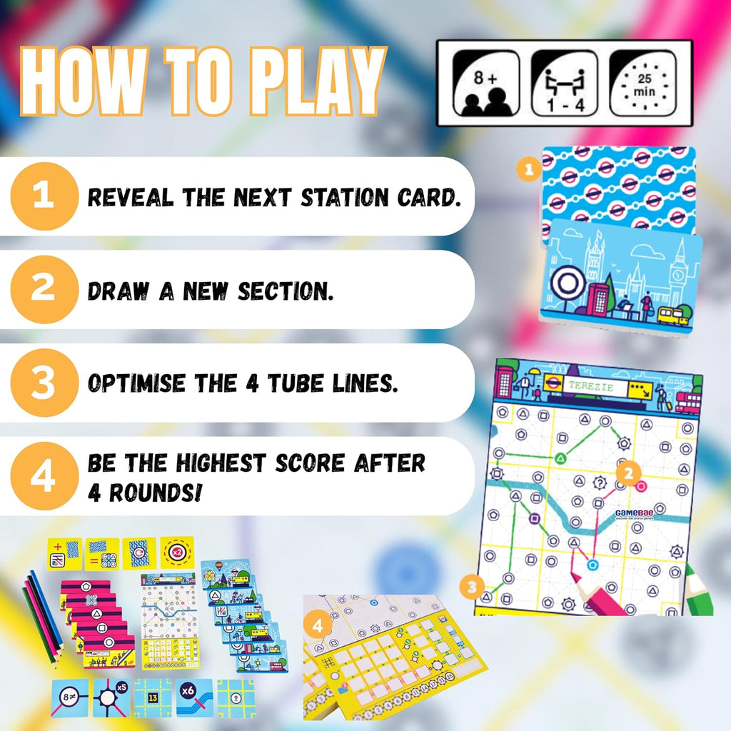 Blue Orange Next Station London Board Game, 1-4 Players, Ages 8+, 25 Min Play Time, 2023 Game of The Year Nominee