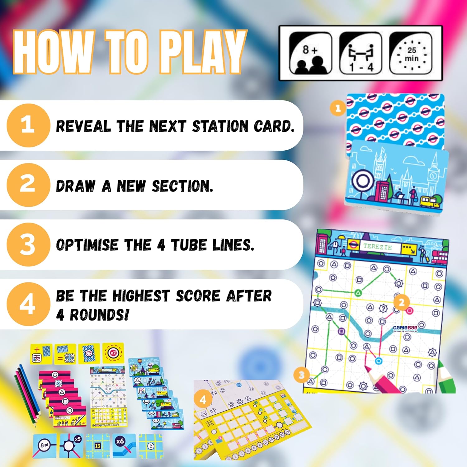 Blue Orange Next Station London Board Game, 1-4 Players, Ages 8+, 25 Min Play Time, 2023 Game of The Year Nominee